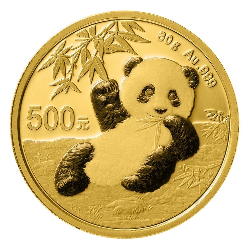 Золотая инвестиционная монета Китая - Панда 2020 г.в., 30 г чистого золота (проба 999)