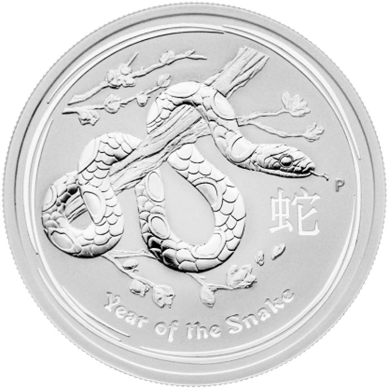 Серебряная монета Австралии «Год Змеи» 2013 г.в. (пруф), 15.55 г чистого серебра (проба 0.999)