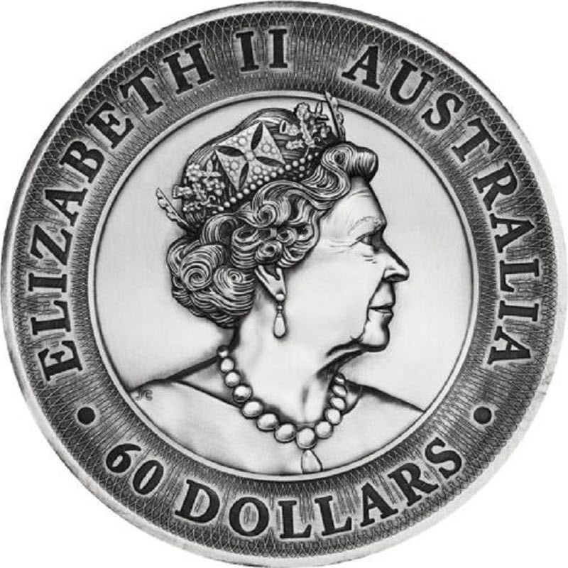 Серебряная монета Австралии "Большой Барьерный риф" 2021 г.в., 2000 г чистого серебра (Проба 0,9999)