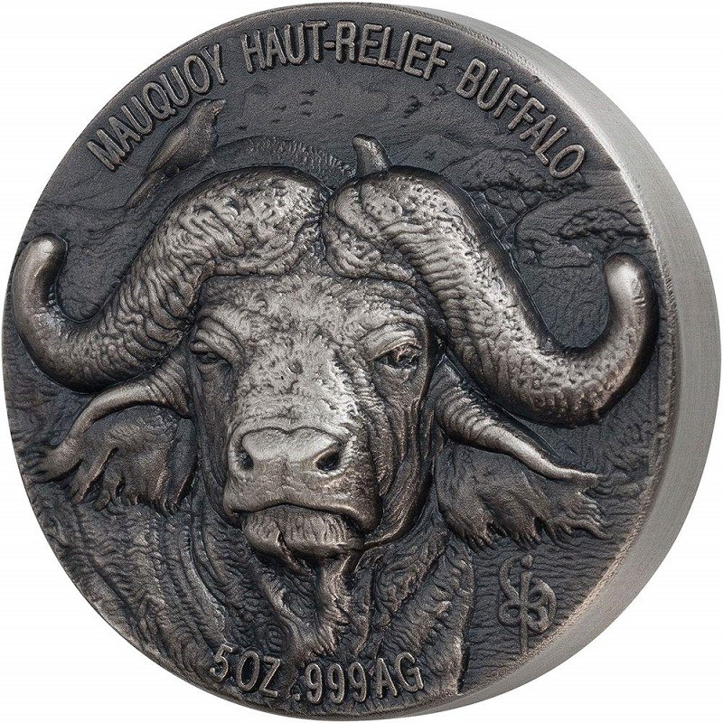Серебряная монета Кот-д´Ивуара "Большая пятерка - Буйвол" 2020 г.в., 155.5 г чистого серебра (Проба 0,999)