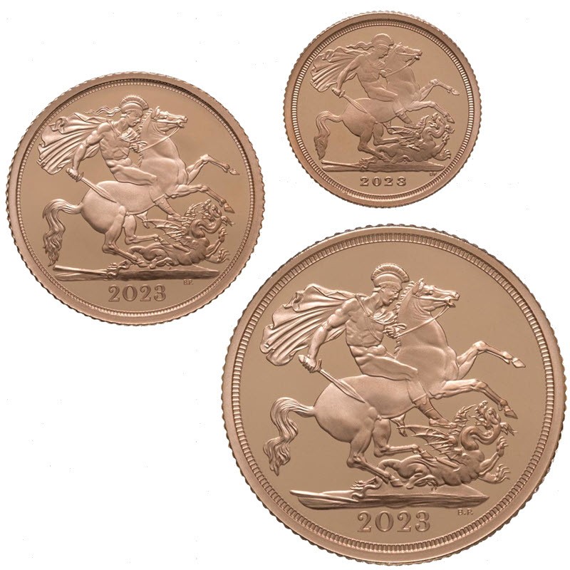 Набор из 3-х золотых монет Великобритании 