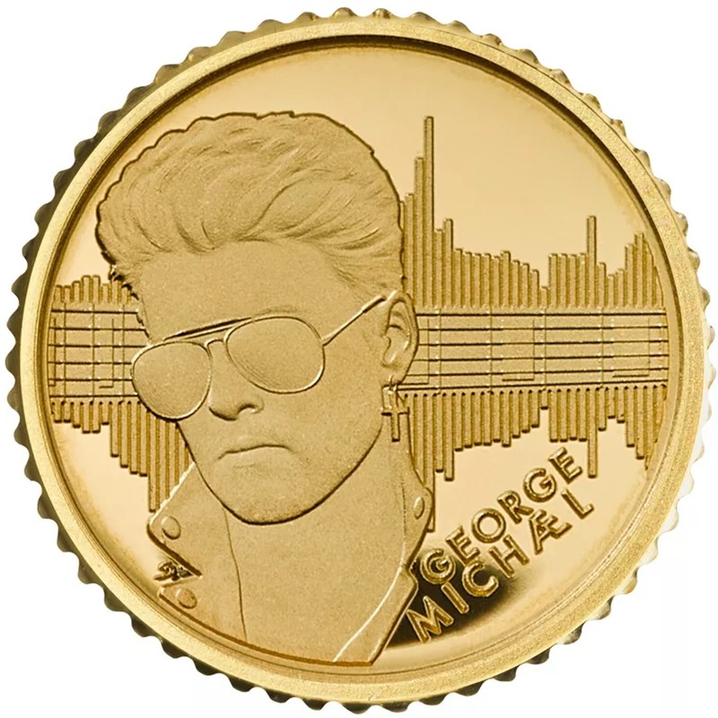 Золотая монета Великобритании «Легенды музыки. Джордж Майкл» 2024 г.в. (пруф), 0.8 г (1/40 унции) чистого золота (проба 9999)