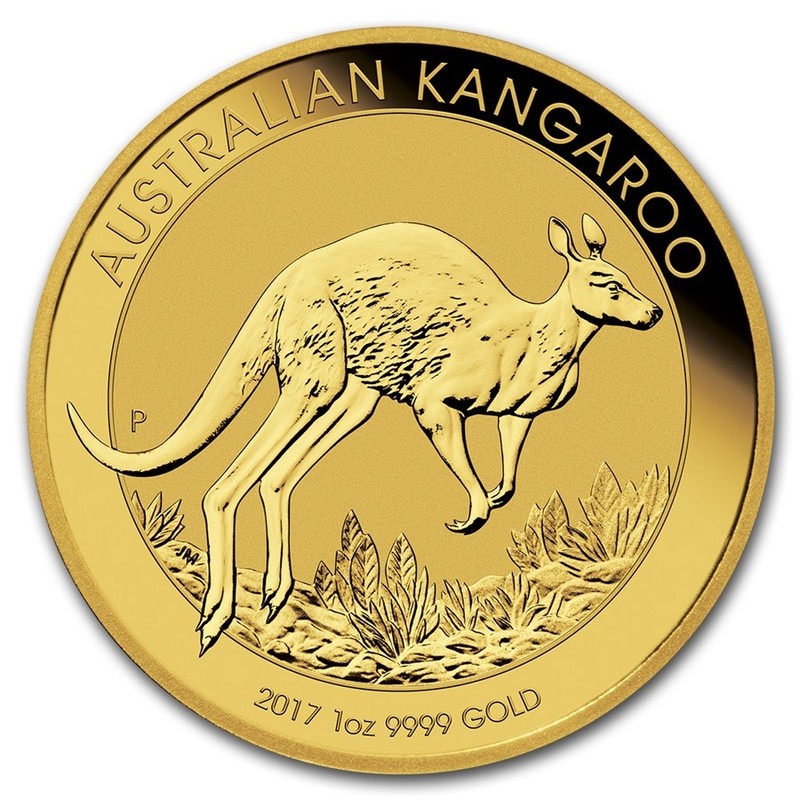 Золотая инвестиционная монета Австралии - Кенгуру 2017 г.в., 31.1 г чистого золота (проба 0.9999)