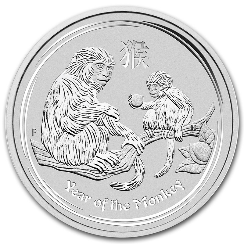 Серебряная монета Австралии из серии "Лунный календарь" - год Обезьяны 2016, 31.1 гр чистого серебра (проба 999)