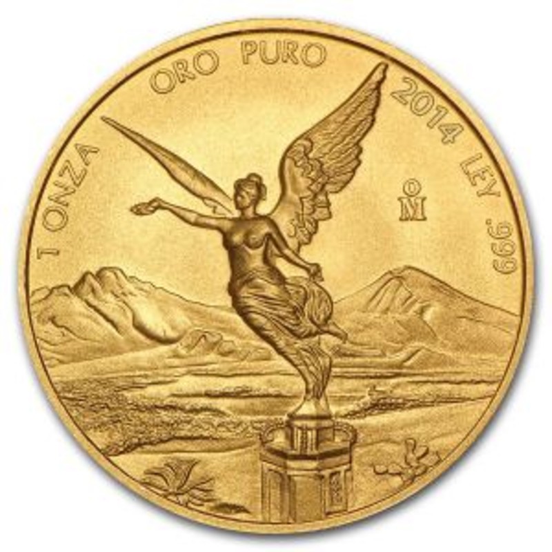 Мексиканская золотая инвестиционная монета Либертад (Свобода), 31.1 гр чистого золота (проба 0.999)