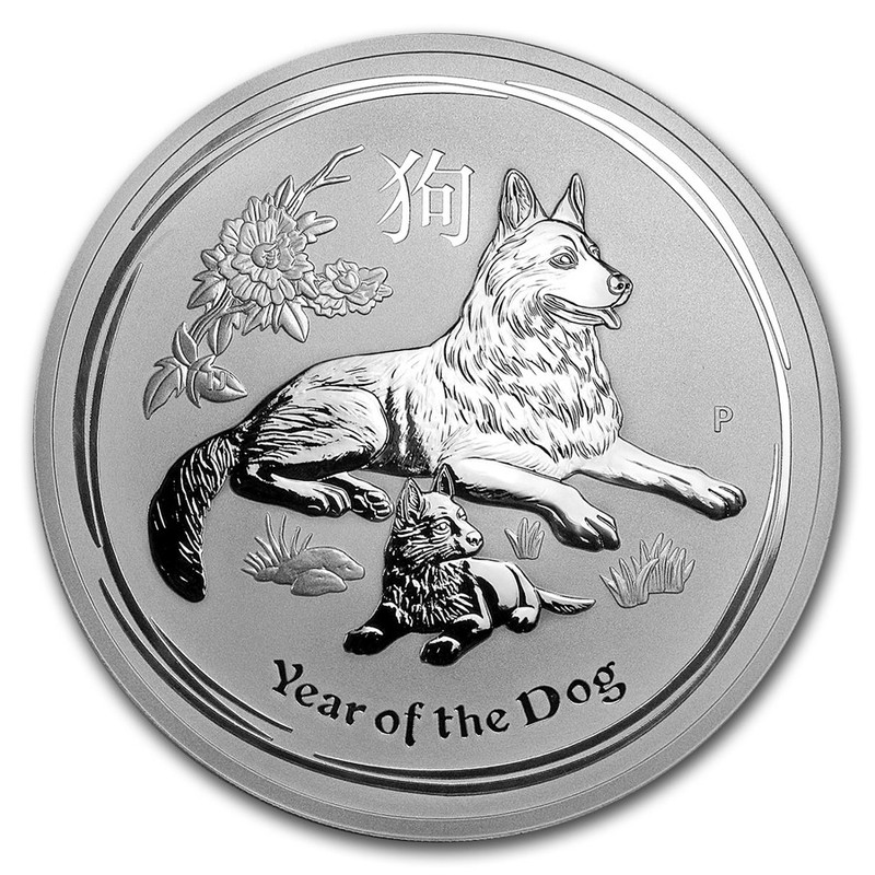 Серебряная монета Австралии «Год Собаки» 2018 г.в., 1000 г чистого серебра (проба 0.9999)