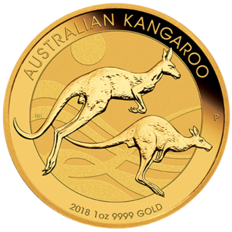 Золотая инвестиционная монета Австралии - Кенгуру 2018 г.в., 31.1 г чистого золота (проба 0.9999)