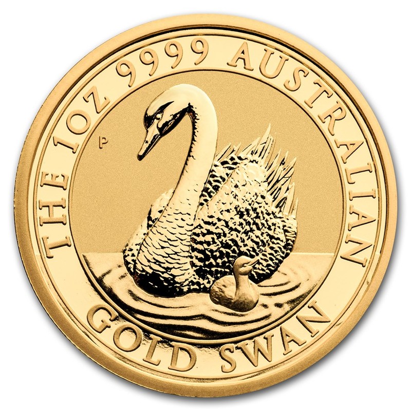 Золотая монета Австралии «Лебедь» 2018 г.в., 31.1 г чистого золота (проба 0.9999)