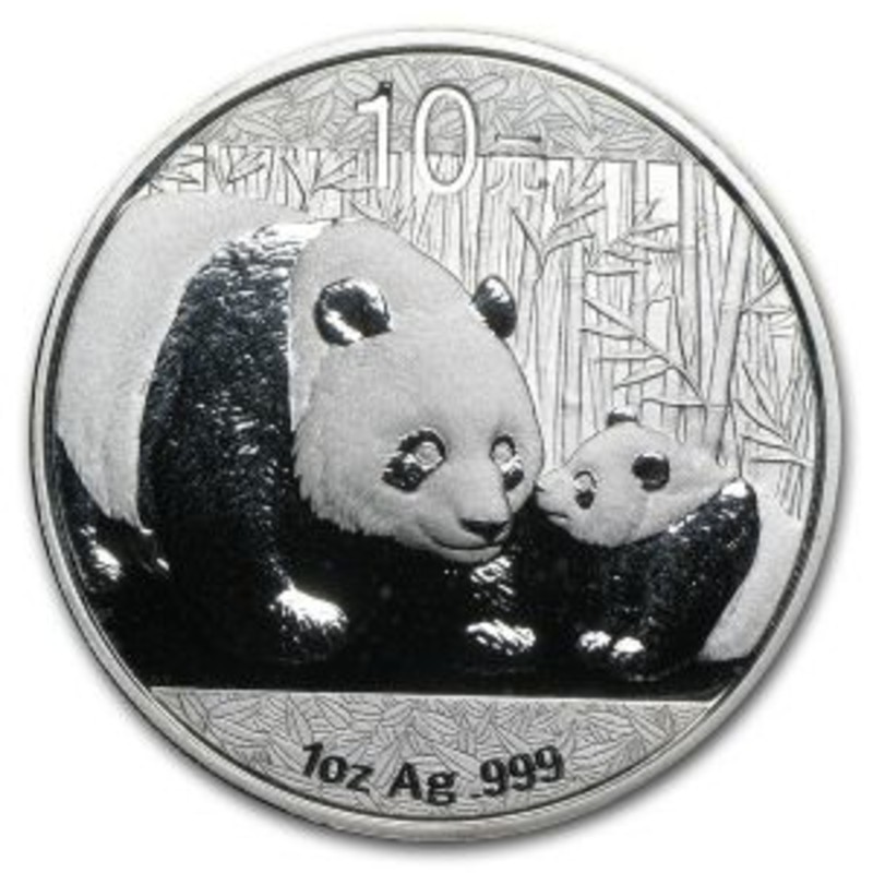 Серебряная инвестиционная монета Китая - Панда 2011 г.в., 31.1 г чистого серебра (проба 999)