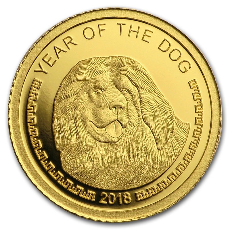 Золотая монета Монголии «Год Собаки» 2018 г.в., 0.5 г чистого золота (проба 0.9999)