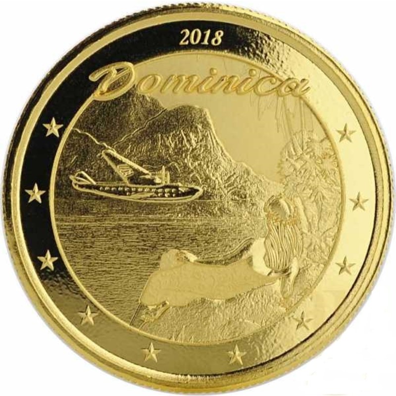 Золотая монета Доминики 