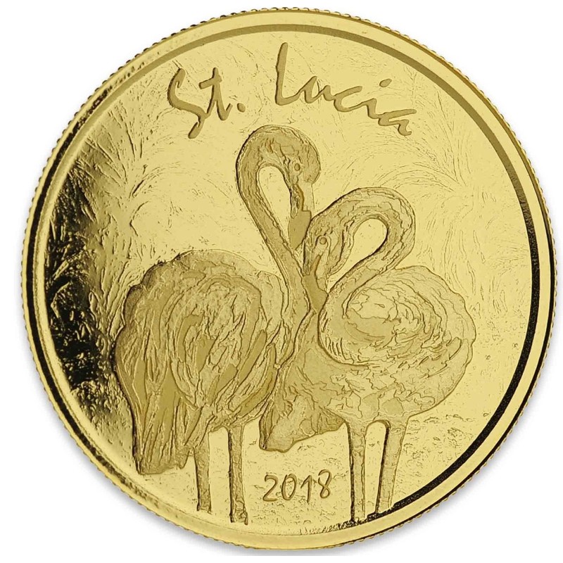 Золотая монета Сент-Люсии 