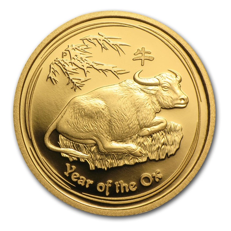 Золотая монета Австралии Лунар II - Год Быка, 2009 г. (пруф), 7,78 г чистого золота (Проба 0,9999)
