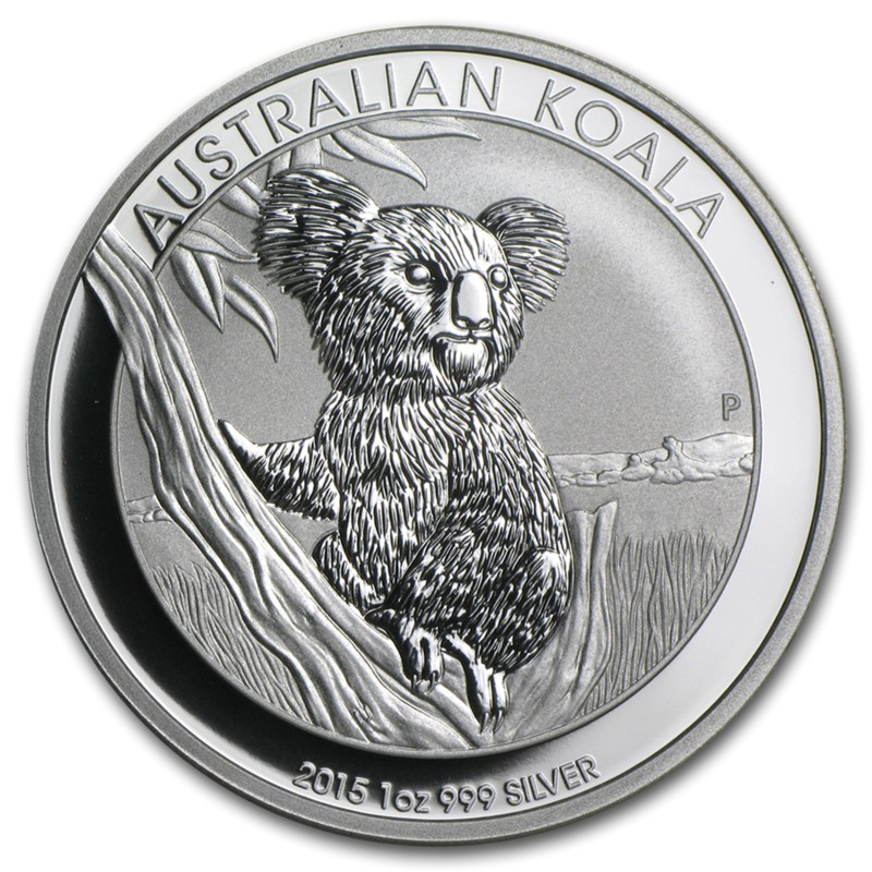 Серебряная монета Австралии «Коала» 2015 г.в., 31.1 г чистого серебра (проба 0.999)