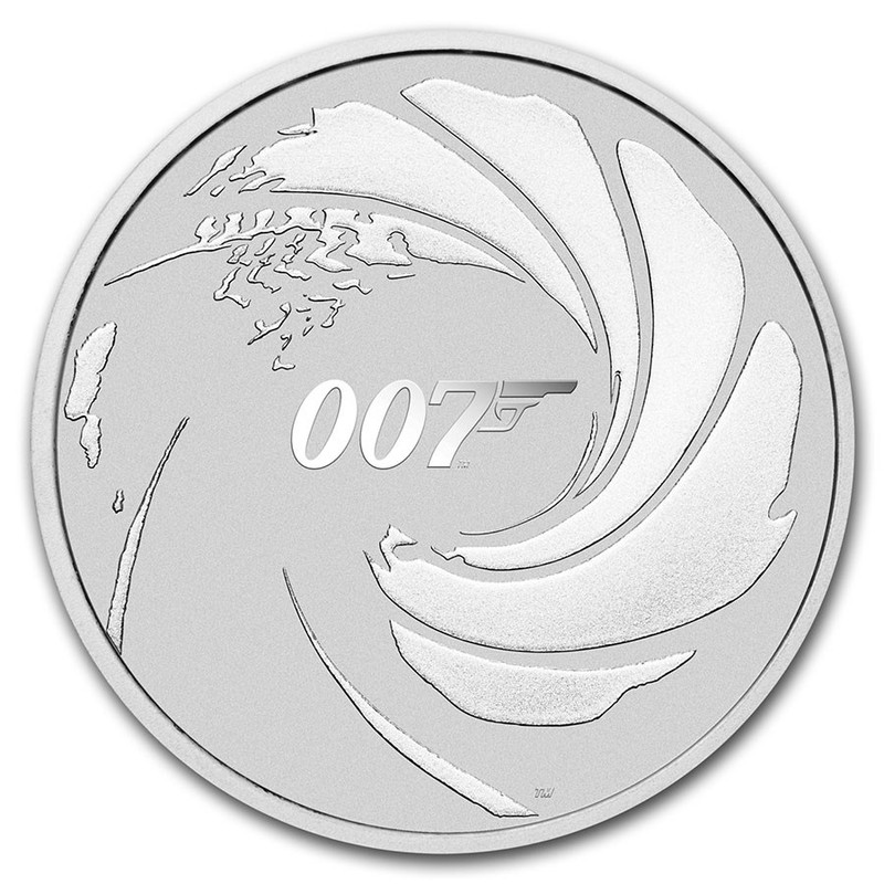 Серебряная монета Тувалу "Джеймс Бонд - Агент 007" 2020 г.в., 31.1 г чистого серебра (Проба 0,9999)