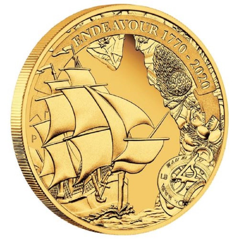 Золотая монета Австралии "250 лет путешествия "Индевор" 2020 г.в., 7.78 г чистого золота (Проба 0,9999)