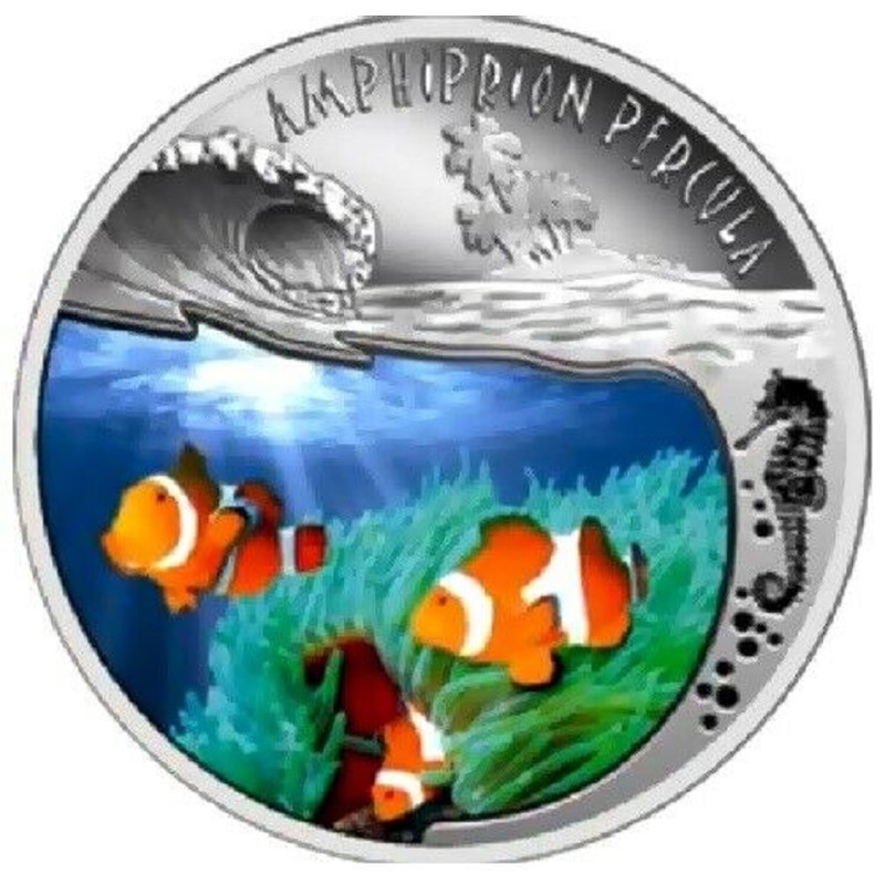 Серебряная монета Руанды "Морская жизнь. Рыба-клоун" 2010 г.в., 20 г чистого серебра (Проба 0,999)
