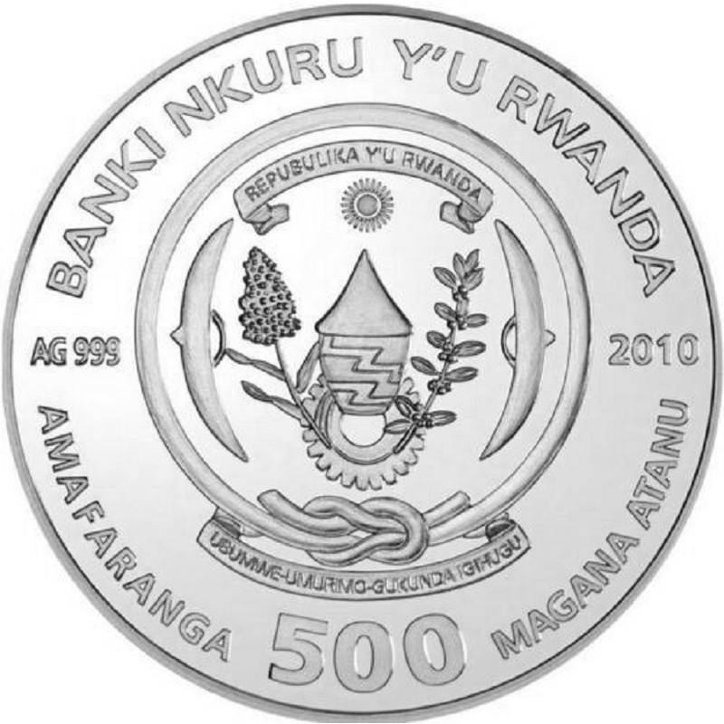 Серебряная монета Руанды "Морская жизнь. Рыба-клоун" 2010 г.в., 20 г чистого серебра (Проба 0,999)