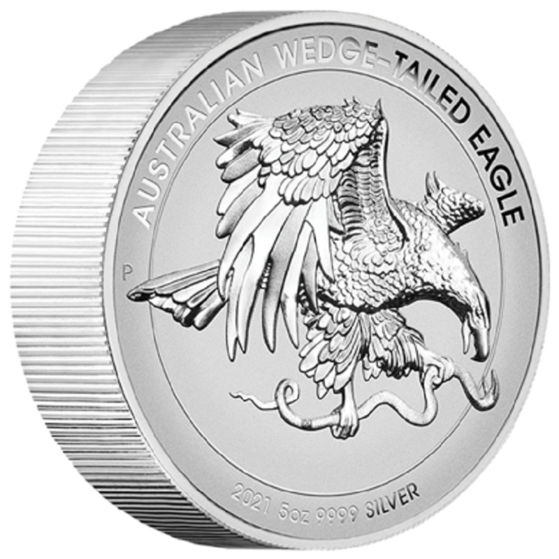 Серебряная монета Австралии "Клинохвостый орел" 2021 г.в. (высокий рельеф), 155.5 г чистого серебра (Проба 0,9999)