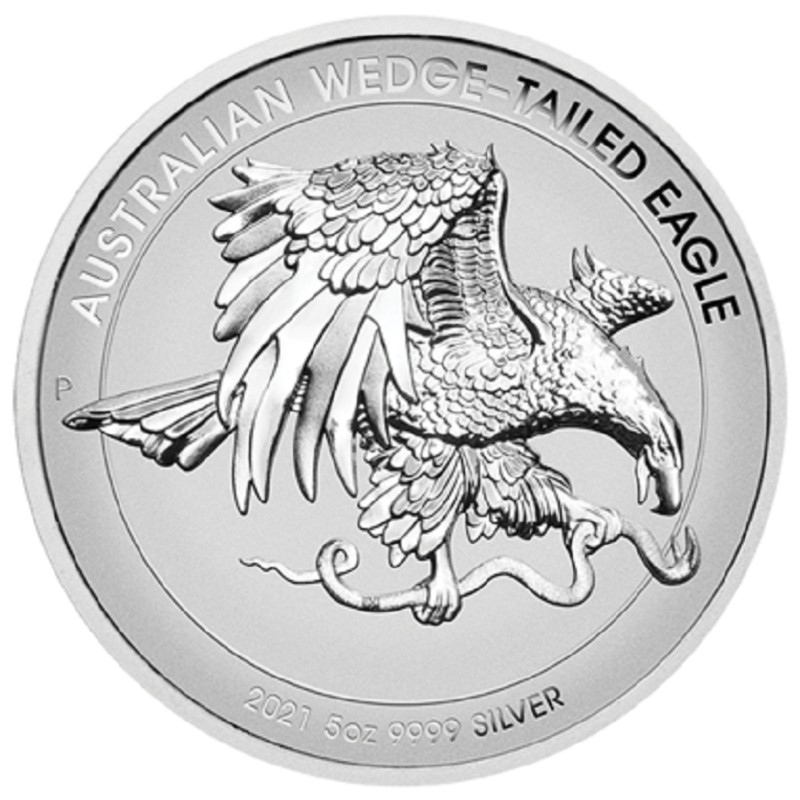 Серебряная монета Австралии "Клинохвостый орел" 2021 г.в. (высокий рельеф), 155.5 г чистого серебра (Проба 0,9999)