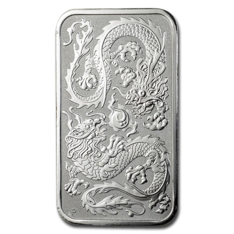 Серебряная монета Австралии "Китайский дракон" 2020 г., 31.1 г чистого серебра (Проба 0,9999)