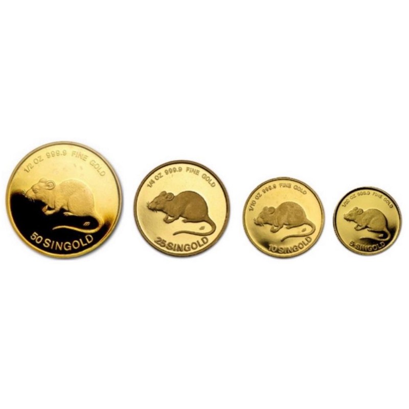 Набор из 4-х золотых монет Сингапура 