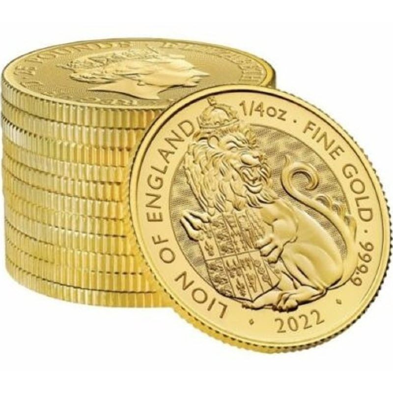 Золотая монета Великобритании "Королевские звери Тюдоров. Лев Англии" 2022 г.в., 7.78г чистого золота (Проба 0,9999)