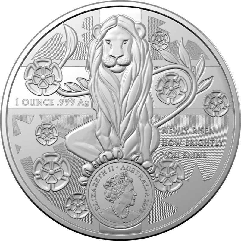 Серебряная монета Австралии "Герб Австралии. Новый Южный Уэльс" 2022 г.в., 31.1 г чистого серебра (Проба 0,999)