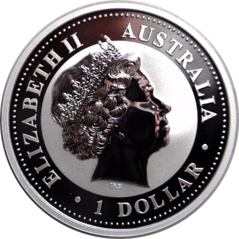 Серебряная монета Австралии "Лунар I - Год Дракона" 2000 г.в. (с позолотой), 31.1 г чистого серебра (Проба 0,999)