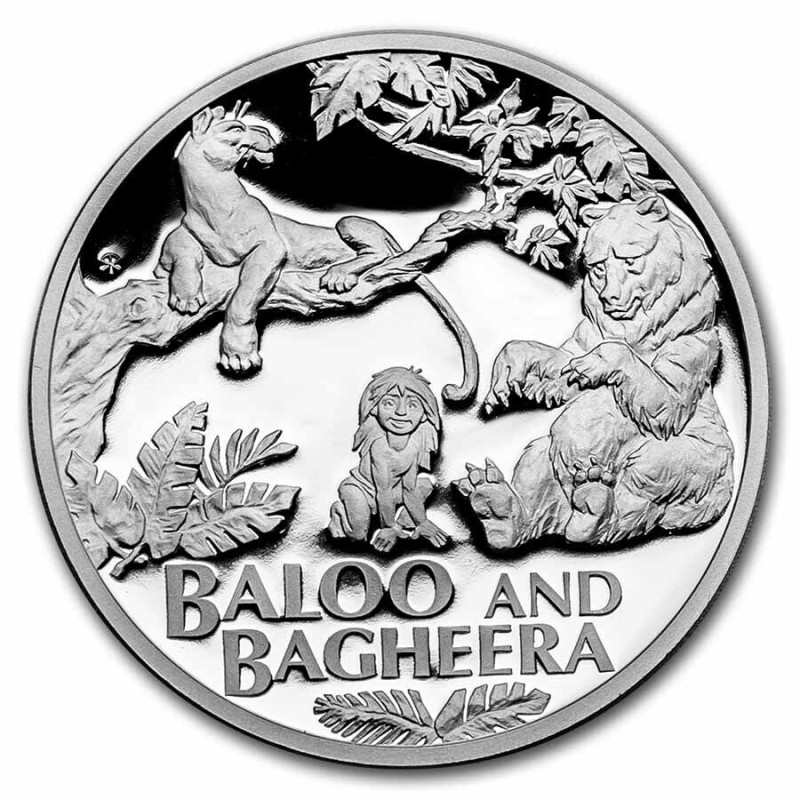 Серебряная монета Ниуэ "Книга джунглей. Балу и Багира" 2022 г.в., 31.1 г чистого серебра (Проба 0,999)