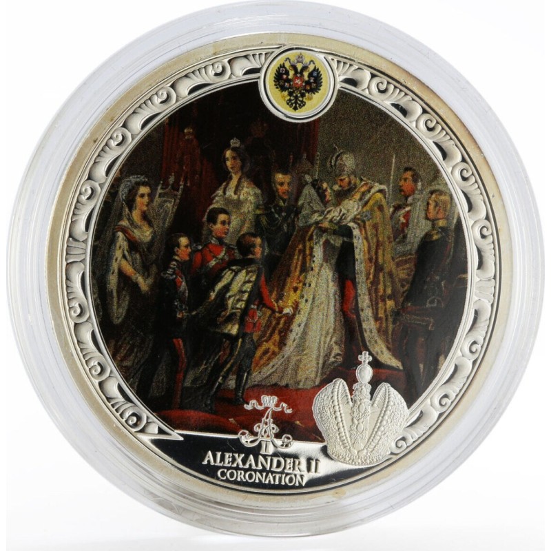 Серебряная монета Фиджи "Коронация Александра II" 2012 г.в., 31.1 г чистого серебра (Проба 0,999)
