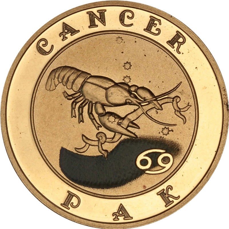 Золотая монета Армении "Знаки зодиака. Рак" 2009 г.в., 7.74 гр чистого золота (проба 0,900)