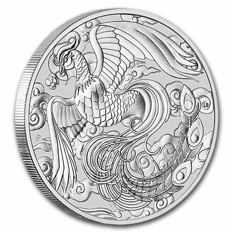 Серебряная монета Австралии "Феникс" 2022 г.в., 31.1 г чистого серебра (Проба 0,9999)