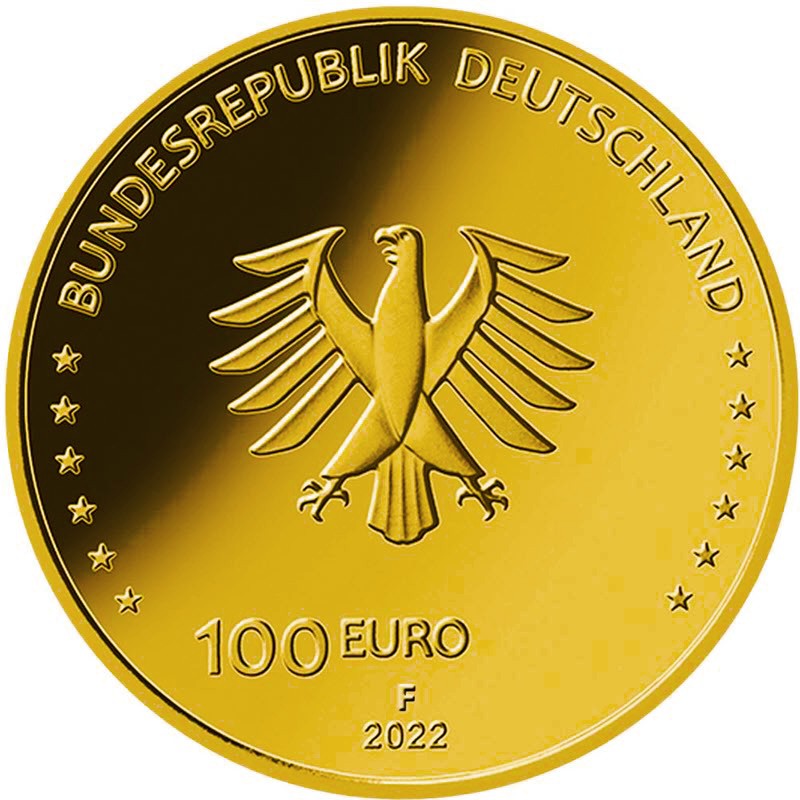 Золотая монета Германии «Столпы демократии - Свобода "F"» 2022 г.в., 15.55 г чистого золота (проба 9999)