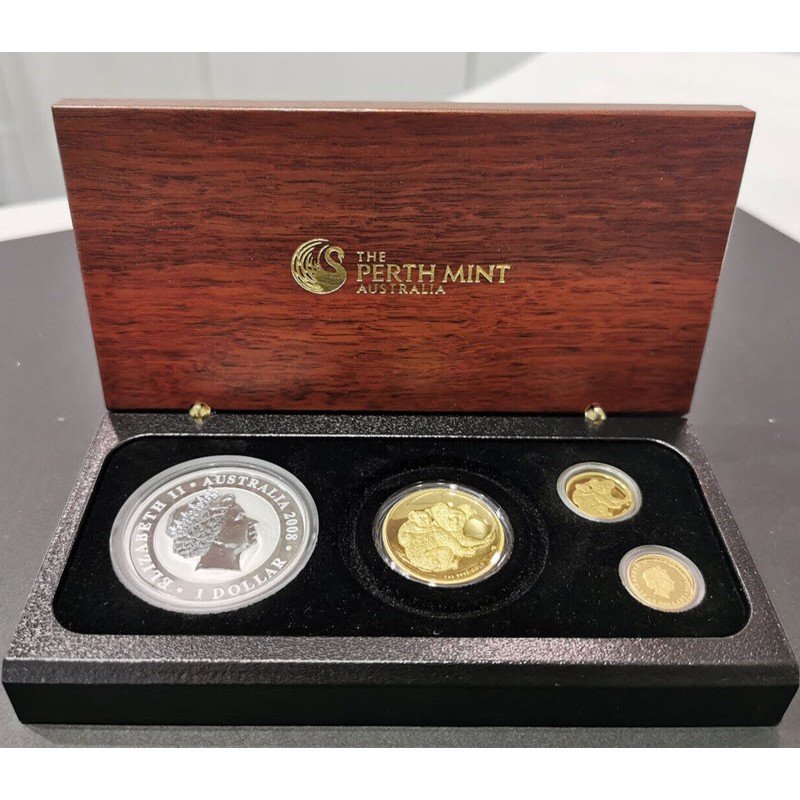 Набор монет Австралии «Коала» 2008 г.в., 35.45 г чистого золота (проба 9999) + 31.1 г чистого серебра (проба 999)