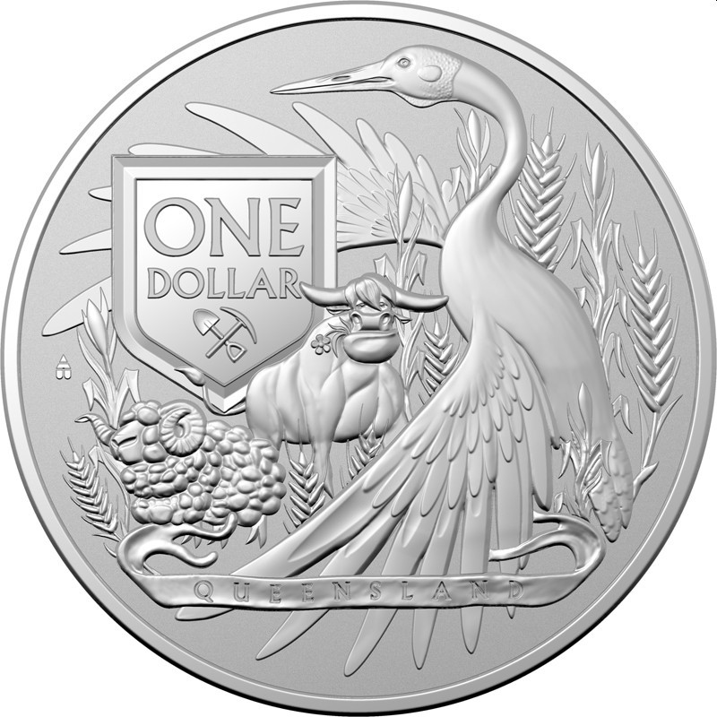 Серебряная монета Австралии "Герб Австралии. Квинсленд" 2023 г.в., 31.1 г чистого серебра (Проба 0,999)