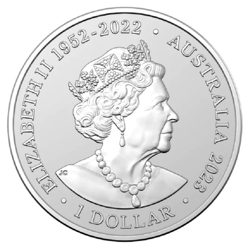 Серебряная монета Австралии "Австралийские зоопарки: Южный белый носорог" 2023 г.в., 31.1 г чистого серебра (Проба 0,999)