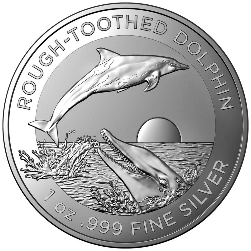 Серебряная монета Австралии "Крупнозубый дельфин" 2023 г.в., 31.1 г  чистого серебра (Проба 0,999)