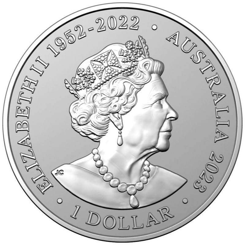 Серебряная монета Австралии "Крупнозубый дельфин" 2023 г.в., 31.1 г  чистого серебра (Проба 0,999)