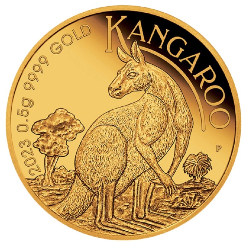 Золотая монета Австралии - Кенгуру 2023 г.в., 0.5 г чистого золота (проба 0,9999)