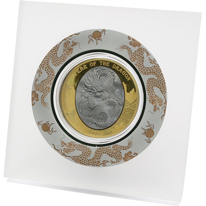 Золотая монета Соломоновых островов "Год Дракона" 2024 г.в. (с перламутром), 155.5 г чистого золота (проба 999)