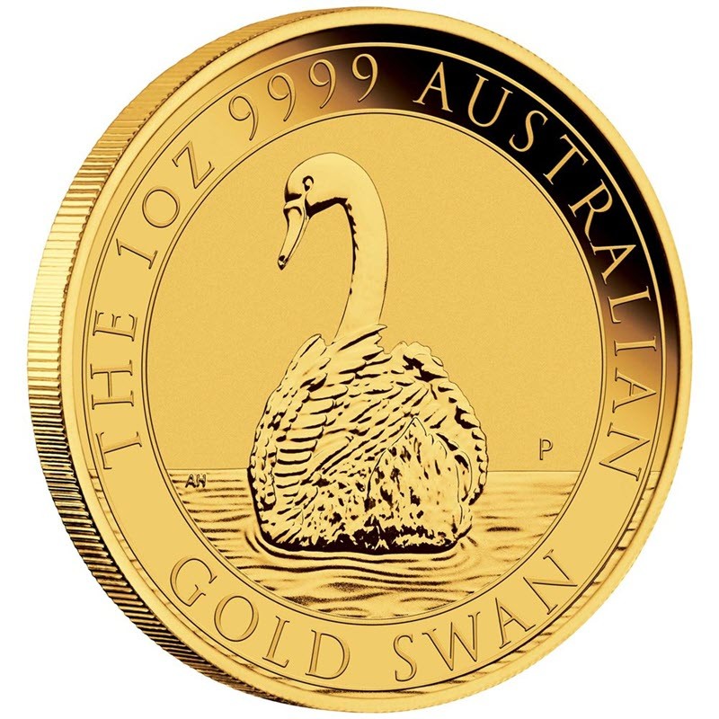 Золотая монета Австралии "Лебедь" 2023 г.в., 31.1 г чистого золота (проба 9999)