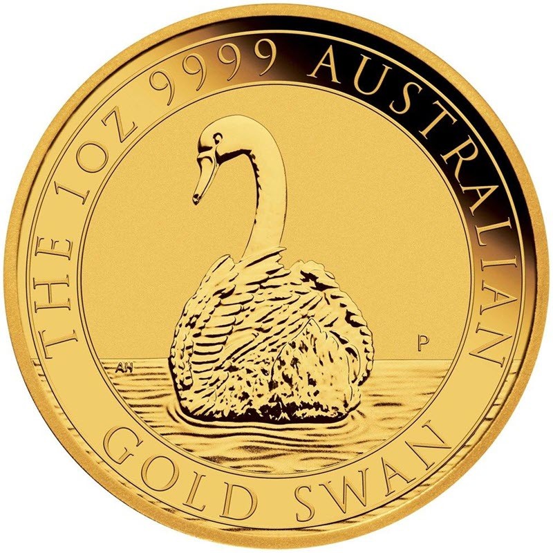 Золотая монета Австралии "Лебедь" 2023 г.в., 31.1 г чистого золота (проба 9999)
