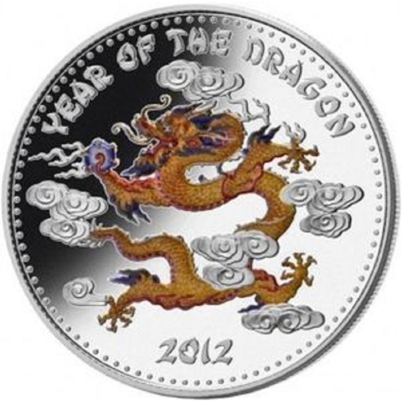 Серебряная монета Лаоса "Год Дракона" 2012 г.в., 31.1 г чистого серебра (Проба 0,999)