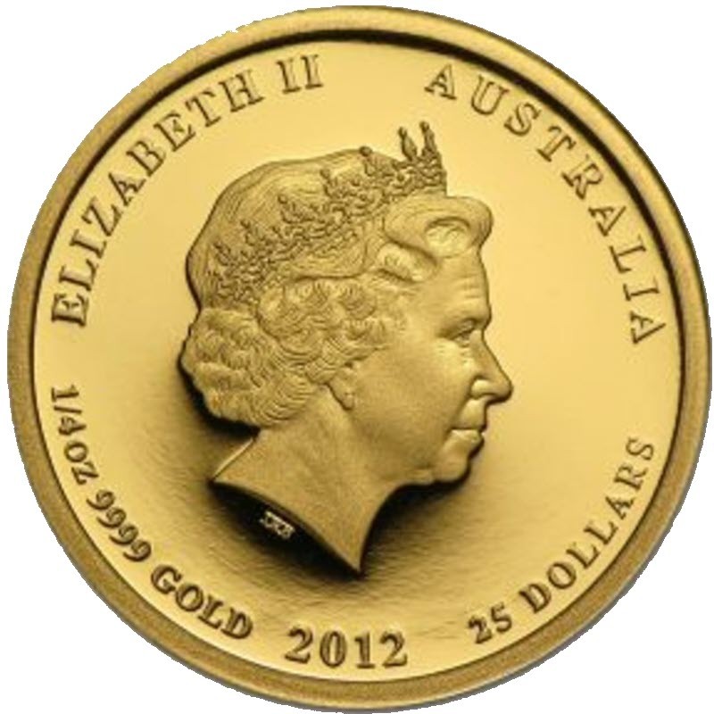 Золотая монета Австралии «Год Дракона» 2012 г.в., 7.78 г чистого золота (проба 9999)
