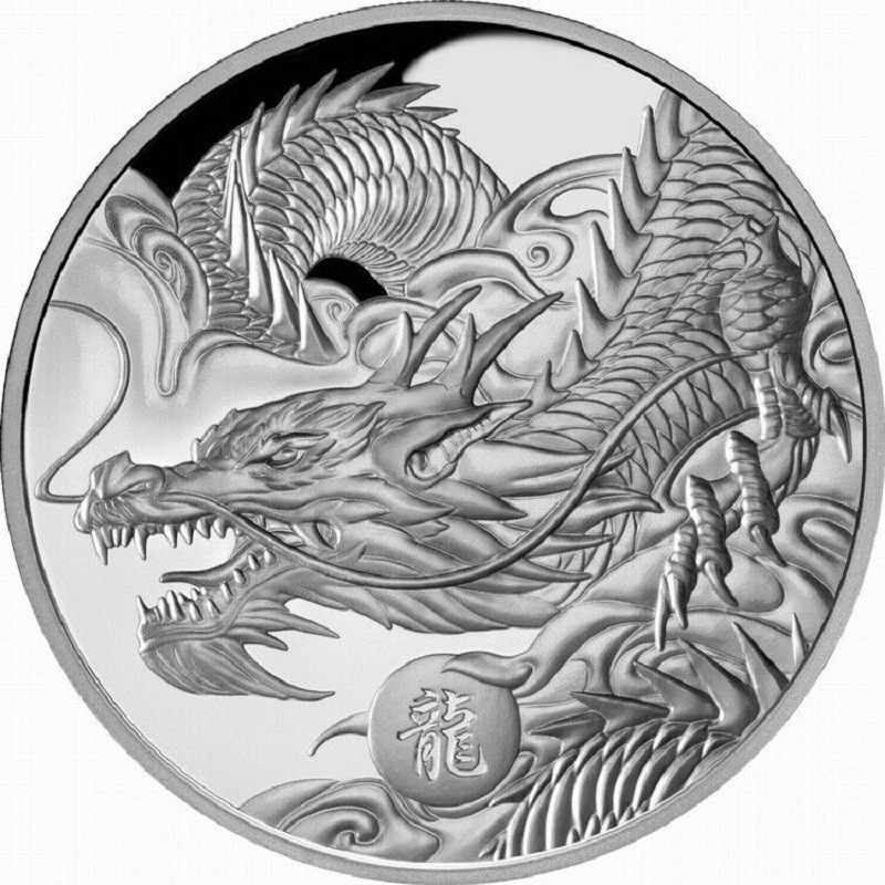Серебряная монета Ниуэ "Год Дракона" 2024 г.в. (пруф), 31.1 г чистого серебра (Проба 0,999)