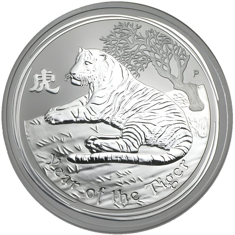 Серебряная монета Австралии «Год Тигра» 2010 г.в., 1000 г чистого серебра (проба 999)