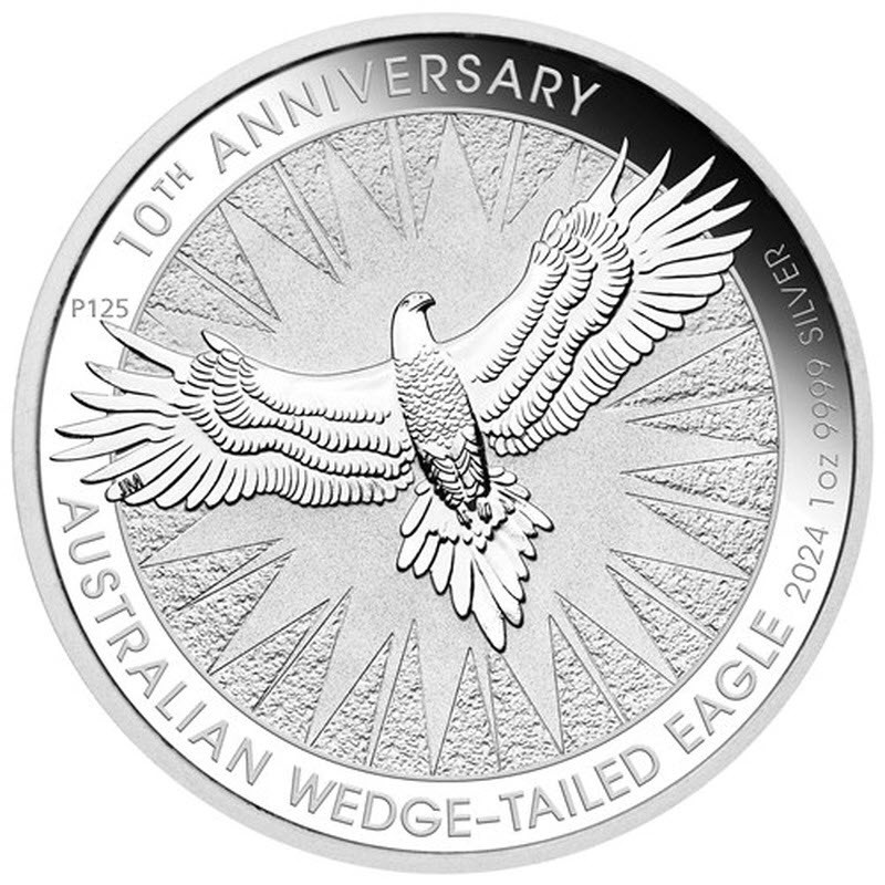 Серебряная монета Австралии «Клинохвостый Орел» 2024 г.в., 31,1 г чистого серебра (проба 9999)