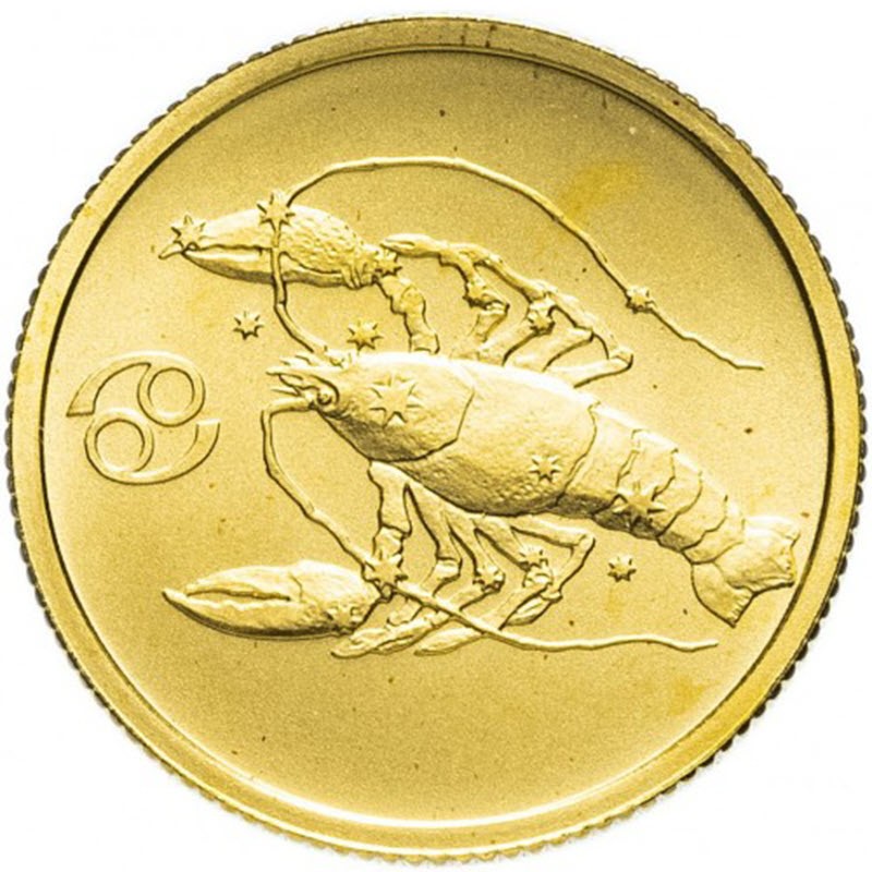 Золотая монета России «Знаки Зодиака - Рак» 2003 г.в., 3.11 г чистого золота (проба 0.999)