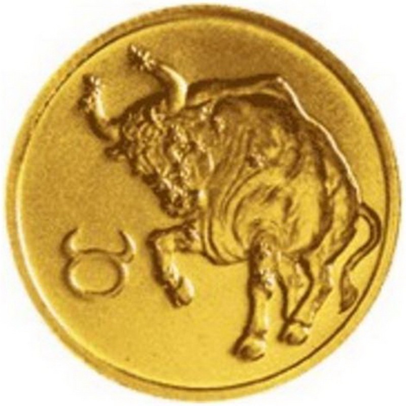 Золотая монета России «Знаки Зодиака - Телец» 2003 г.в., 3.11 г чистого золота (проба 0.999)